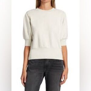 FRAME Strong Shoulder Top Women’s Size M Oatmeal Heather